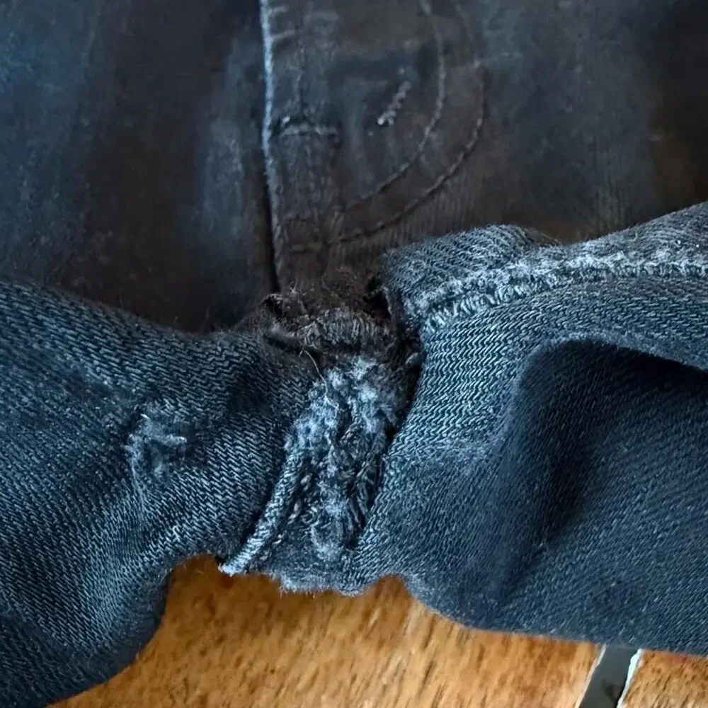 Mother‎ The Hustler Ankle Fray Black Wash Stretch Jeans Raw Hem Womens 24 Edgy